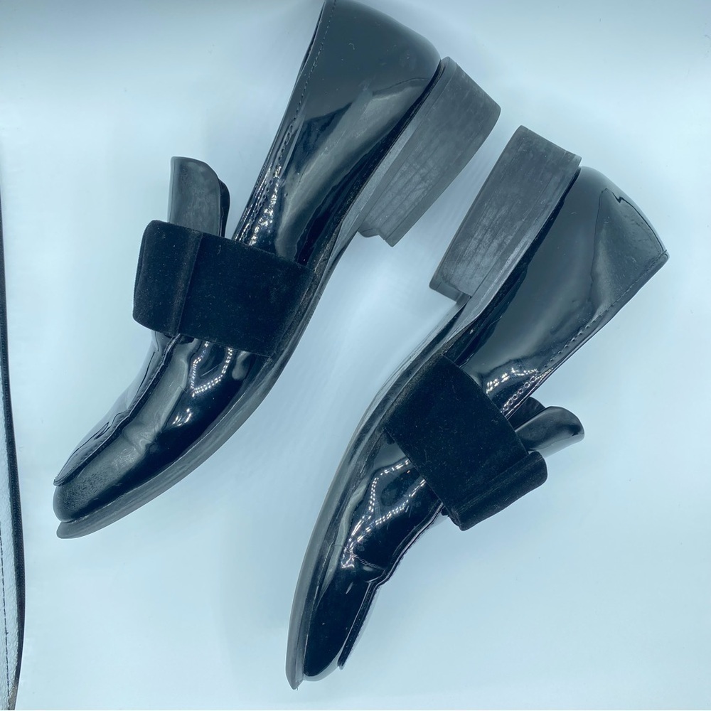 Zara Trafaluc Glossy Black Women’s Loafers with Velvet Bow EU 39 - Picture 2 of 16